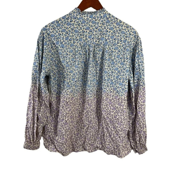 Style & Co Rose Pattern Button Up Shirt Ombre Ruffled Collar NWT $49.50 - Picture 3 of 8